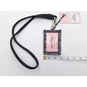 Juicy Couture NWT Lanyard ID Display Card Holder Black Gothic Status